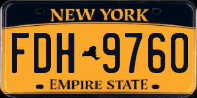 NY license plate FDH9760