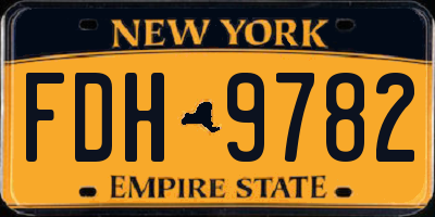 NY license plate FDH9782
