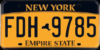 NY license plate FDH9785