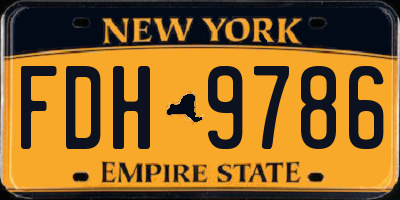 NY license plate FDH9786
