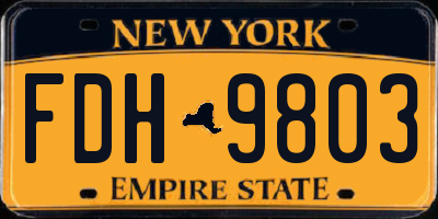 NY license plate FDH9803