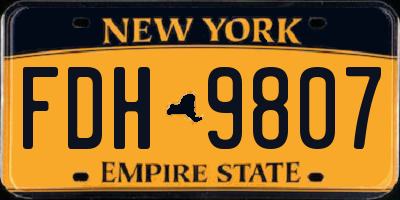 NY license plate FDH9807