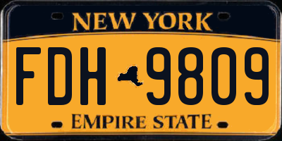 NY license plate FDH9809