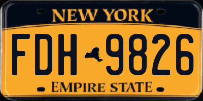 NY license plate FDH9826