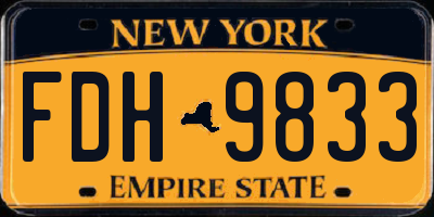 NY license plate FDH9833