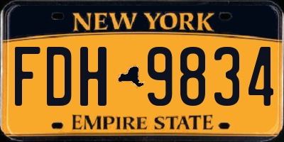 NY license plate FDH9834