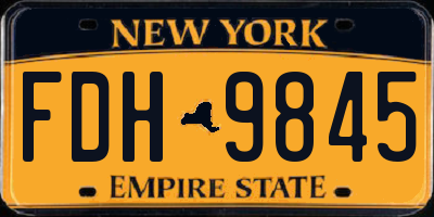 NY license plate FDH9845