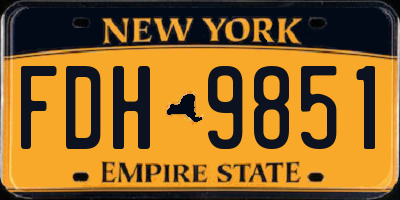 NY license plate FDH9851