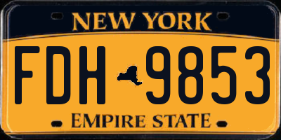 NY license plate FDH9853