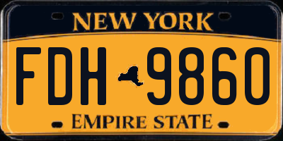 NY license plate FDH9860