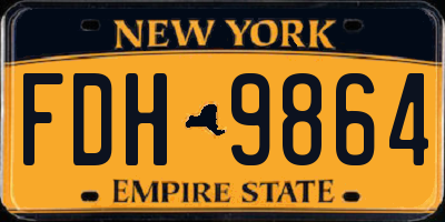 NY license plate FDH9864