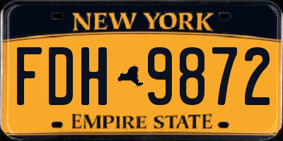 NY license plate FDH9872