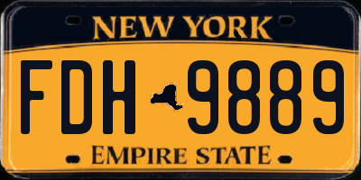 NY license plate FDH9889