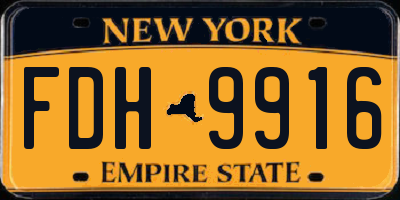 NY license plate FDH9916