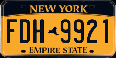 NY license plate FDH9921