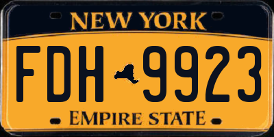 NY license plate FDH9923