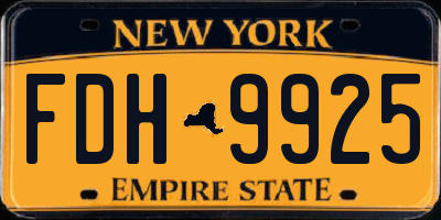 NY license plate FDH9925