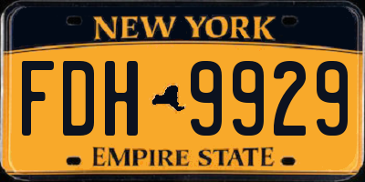 NY license plate FDH9929