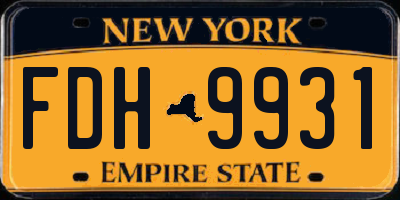 NY license plate FDH9931