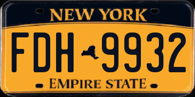 NY license plate FDH9932