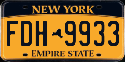 NY license plate FDH9933