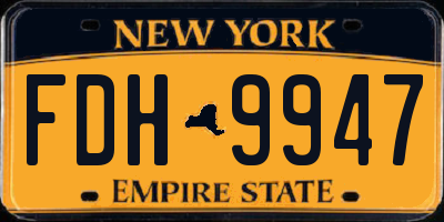 NY license plate FDH9947