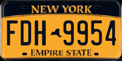 NY license plate FDH9954