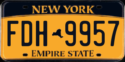 NY license plate FDH9957