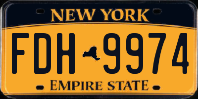 NY license plate FDH9974