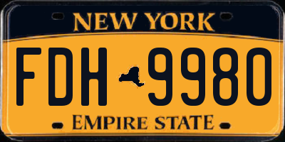 NY license plate FDH9980