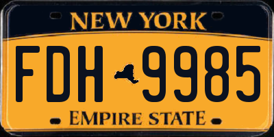 NY license plate FDH9985