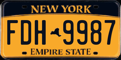 NY license plate FDH9987