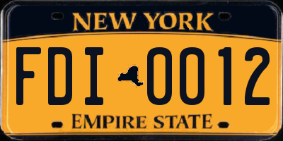NY license plate FDI0012