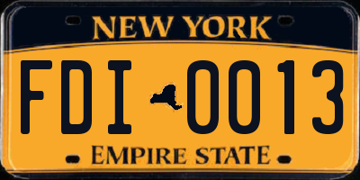 NY license plate FDI0013