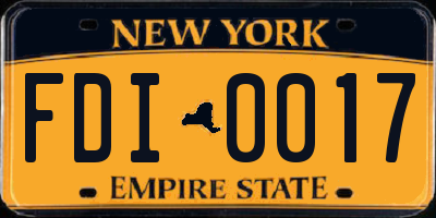 NY license plate FDI0017