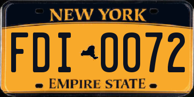 NY license plate FDI0072