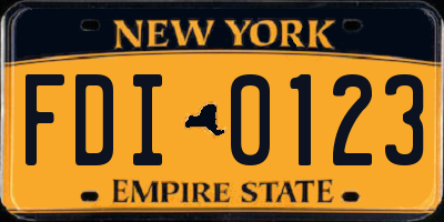 NY license plate FDI0123