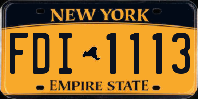 NY license plate FDI1113