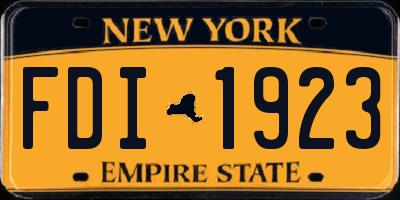NY license plate FDI1923