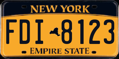 NY license plate FDI8123