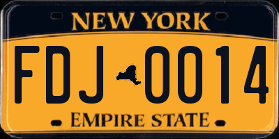 NY license plate FDJ0014