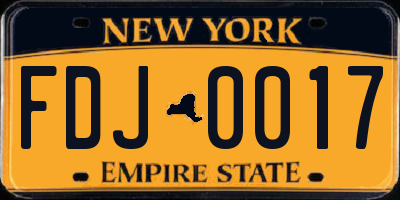 NY license plate FDJ0017