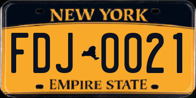 NY license plate FDJ0021