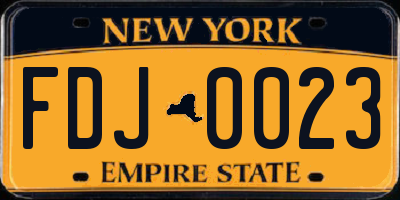 NY license plate FDJ0023