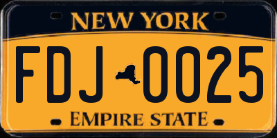 NY license plate FDJ0025