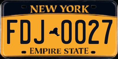 NY license plate FDJ0027