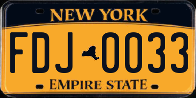 NY license plate FDJ0033