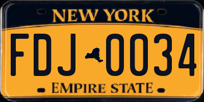 NY license plate FDJ0034