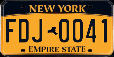 NY license plate FDJ0041