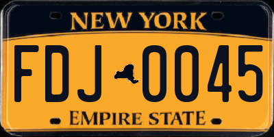 NY license plate FDJ0045